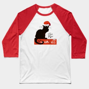 Le Chat Noel Christmas Parody Distressed Cut Out Baseball T-Shirt